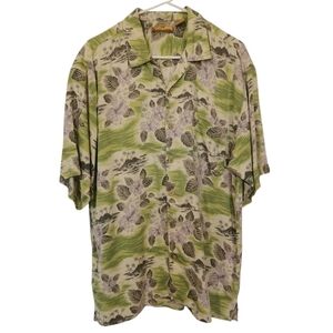 Bobby Chan 100% Silk Tropical Casual Short Sleeve Button Down Shirt - Sz L